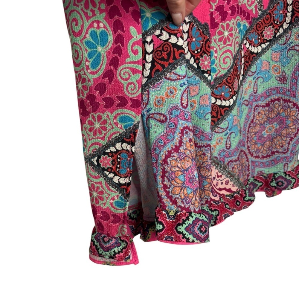 Umgee Boho Multiprint Patchwork Short Sleeve Top … - image 4